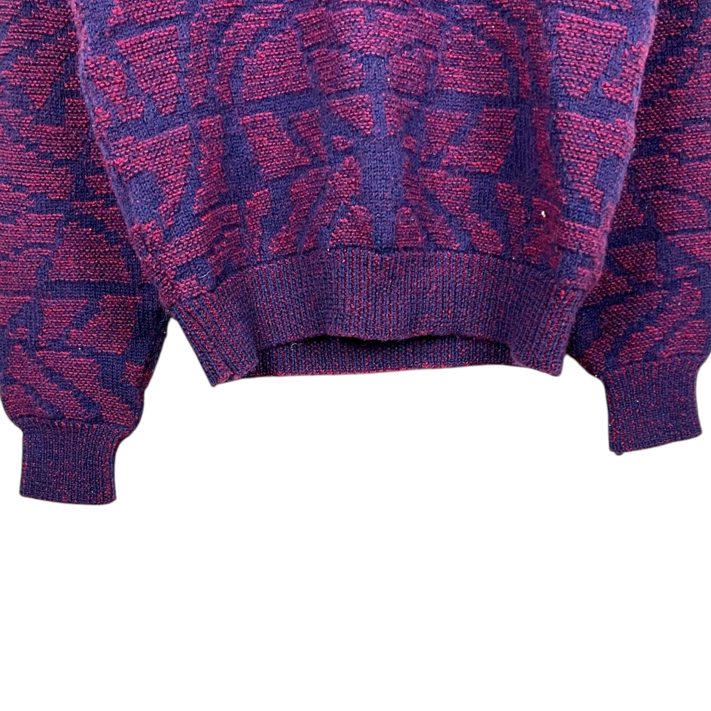 Vintage Christian Dior Women’s Abstract Pattern Wool Knit Purple