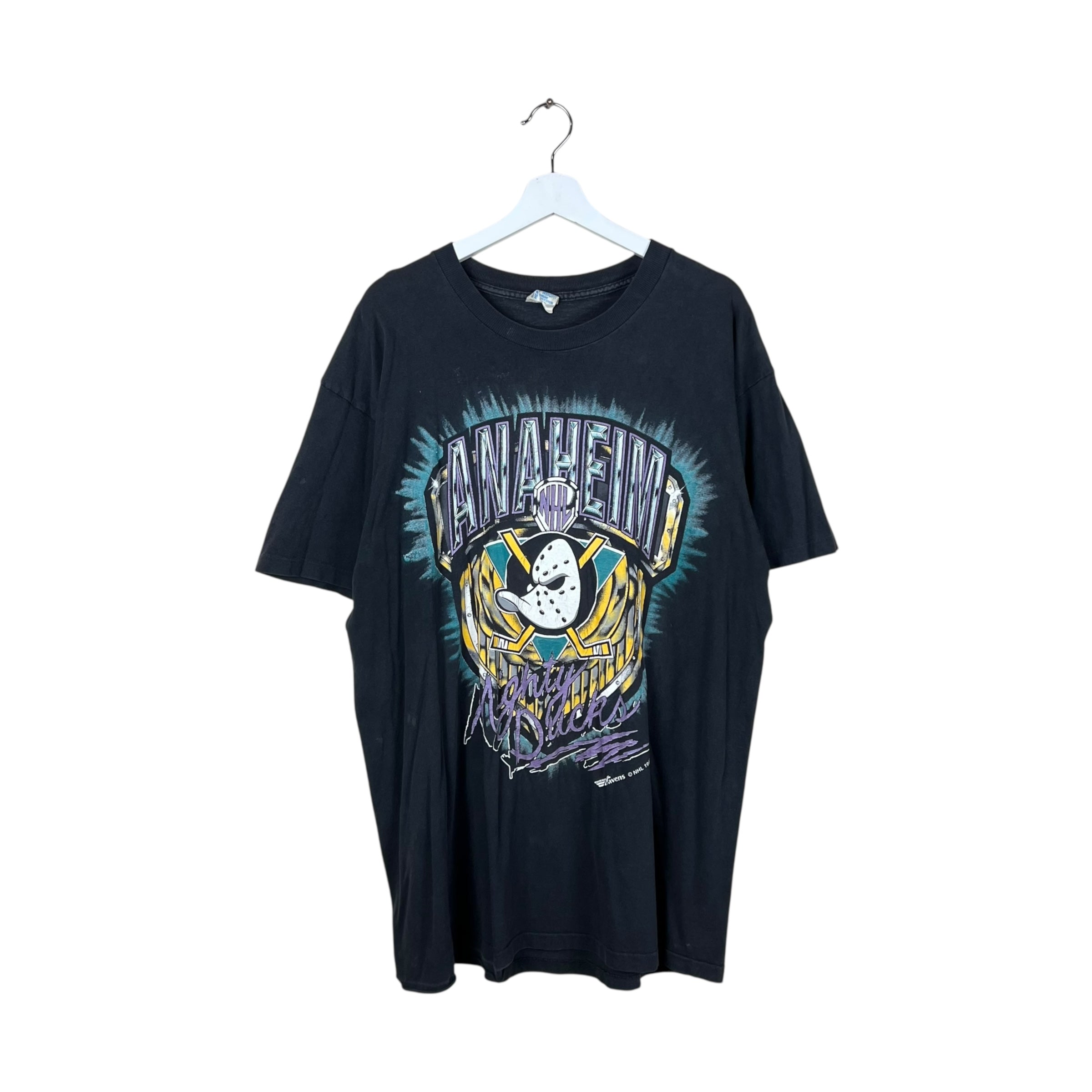1993 Ravens Athletics Anaheim Mighty Ducks Ducks Big Logo Tee Black