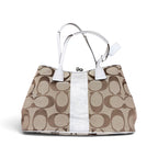 Vintage Coach Signature Kiss Lock Tote Bag Tan