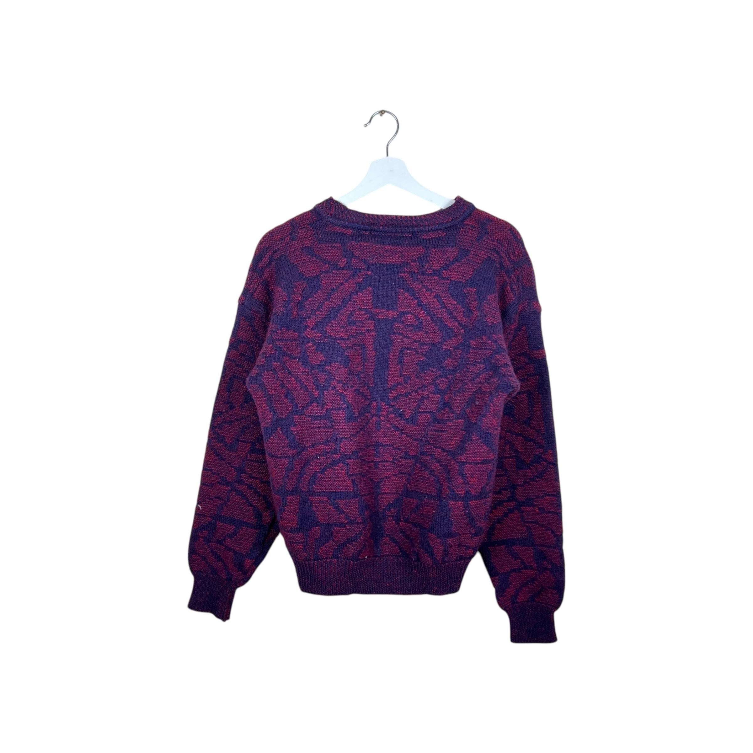 Vintage Christian Dior Women’s Abstract Pattern Wool Knit Purple