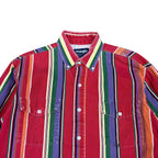 Vintage Wrangler Brushpopper Western Cowboy Cut Striped Pearl Snap