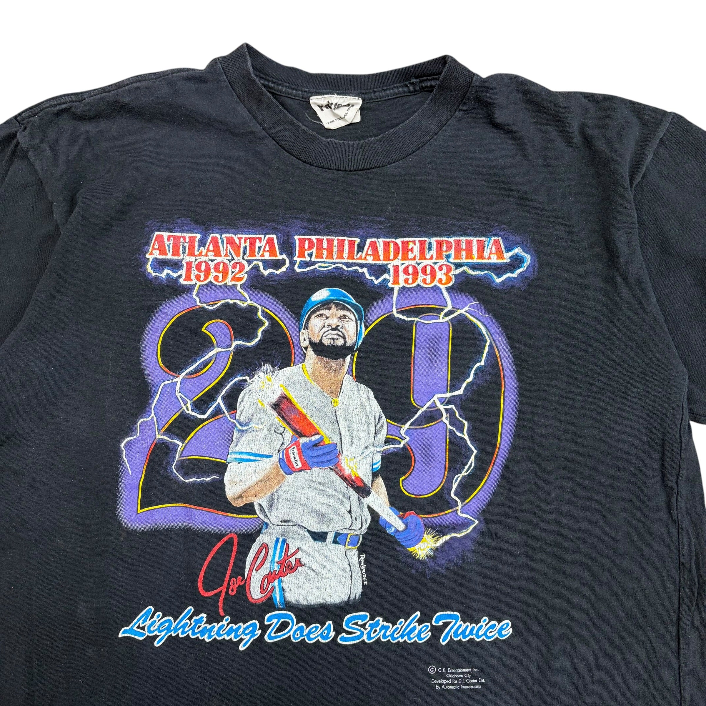 Vintage MLB Player Joe Carter “Lightning Does Strike Twice” Tee Black