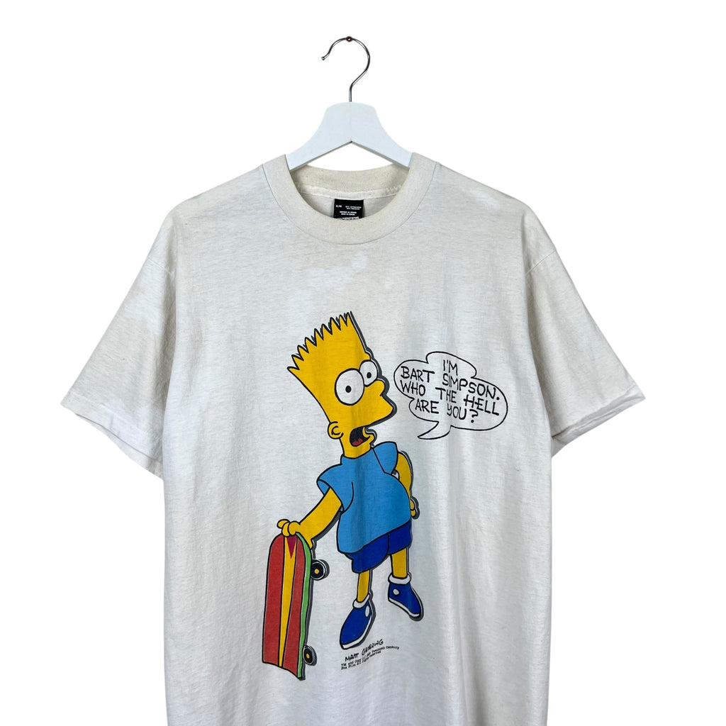 1990 The Simpsons Bart Simpson Skateboard Tee White