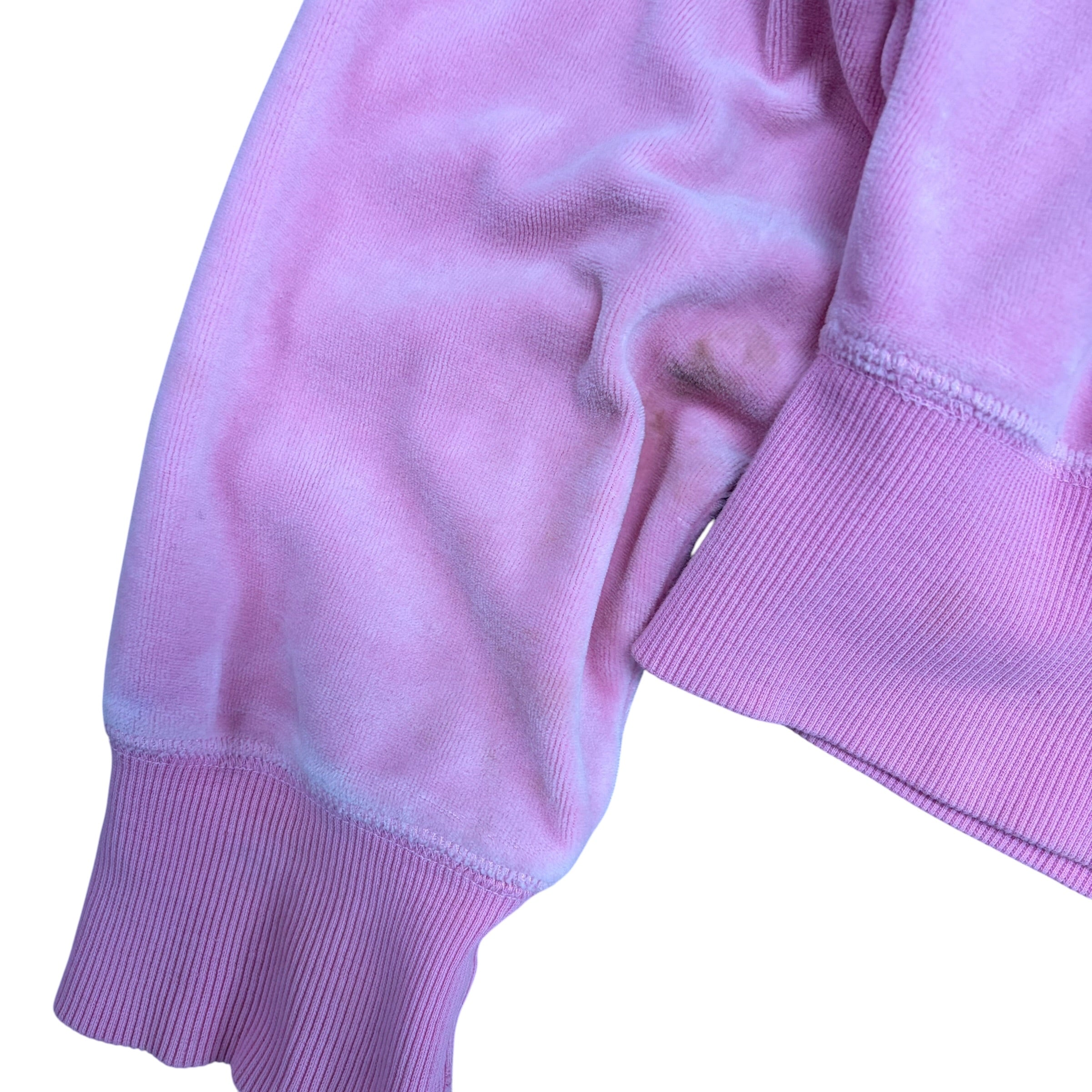 Vintage Bebe Women’s Bedazzled Logo Velour Hoodie Pink