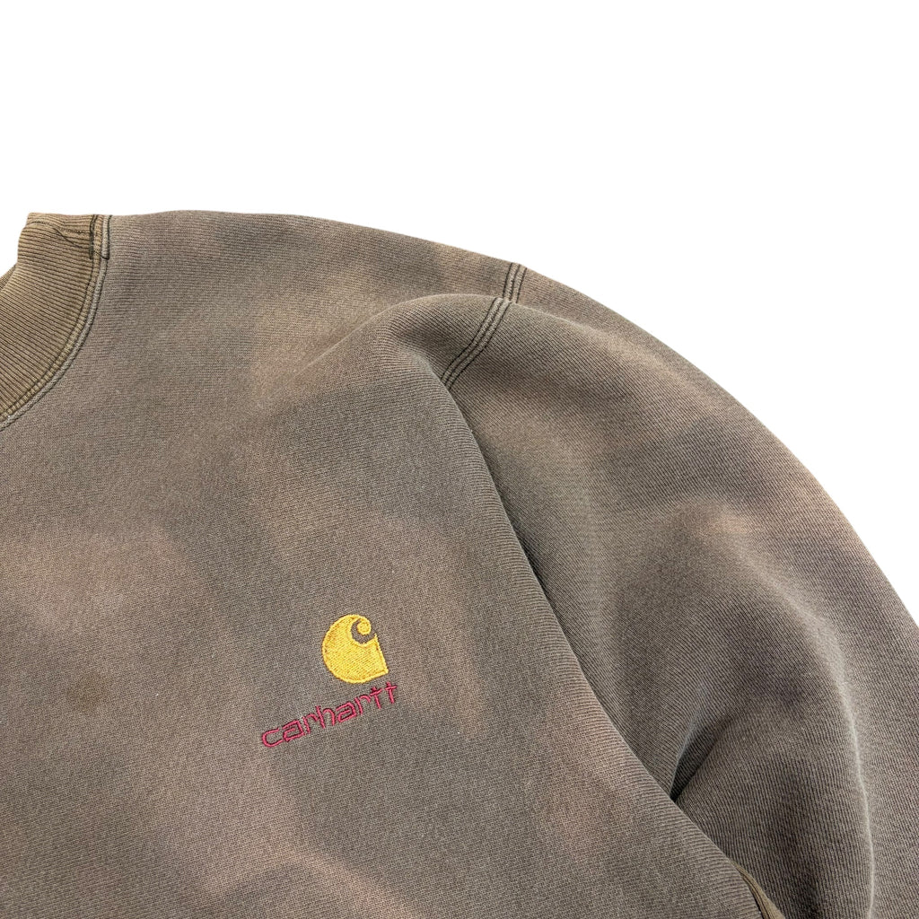 Vintage Carhartt Rugged Outdoor Wear Sun Faded Script Crewneck Brown