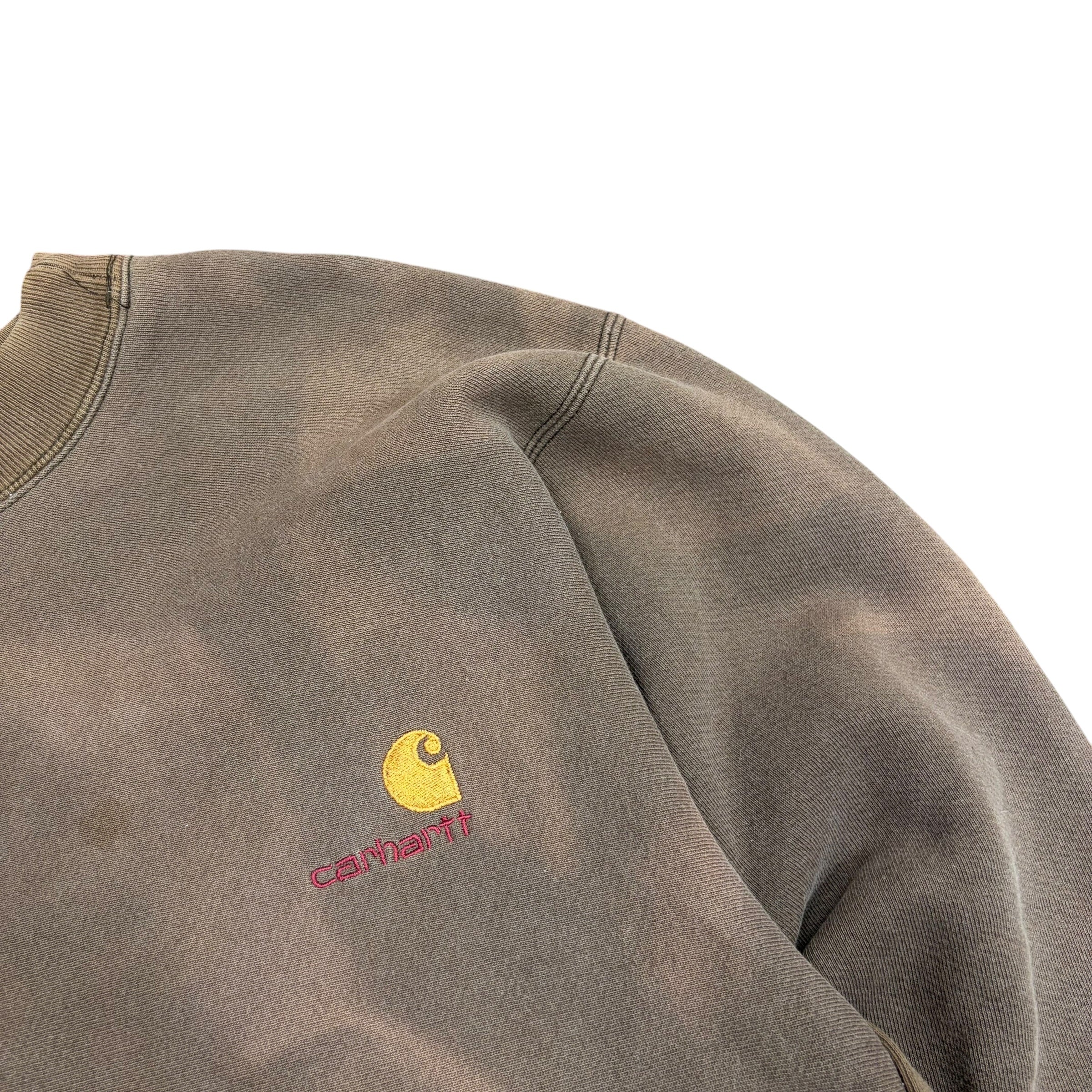 Vintage Carhartt Rugged Outdoor Wear Sun Faded Script Crewneck Brown