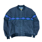 Vintage David James Aztec Stripe Bomber Jacket Black