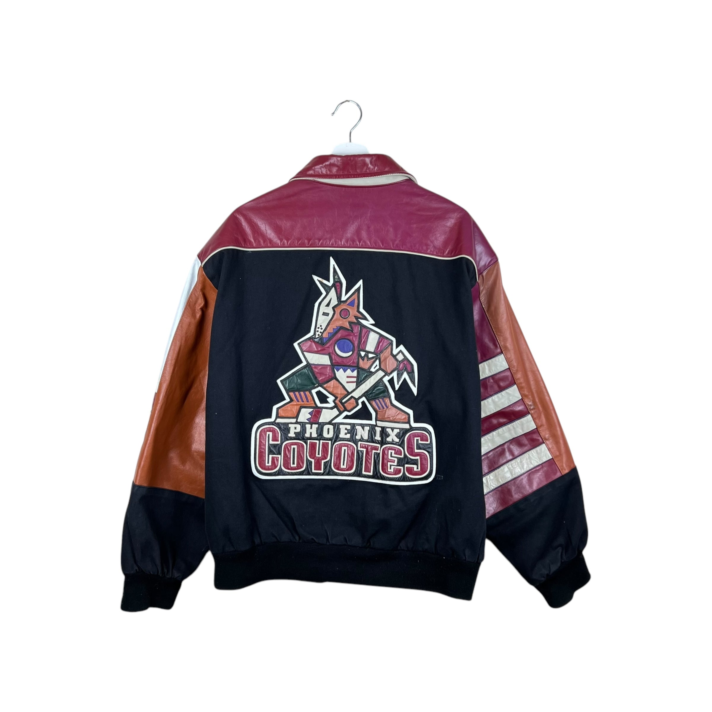 Vintage Jeff Hamilton Phoenix Coyotes Embroidered Leather Jacket