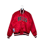 Vintage Starter NBA Chicago Bulls Spellout Satin Bomber Jacket Red