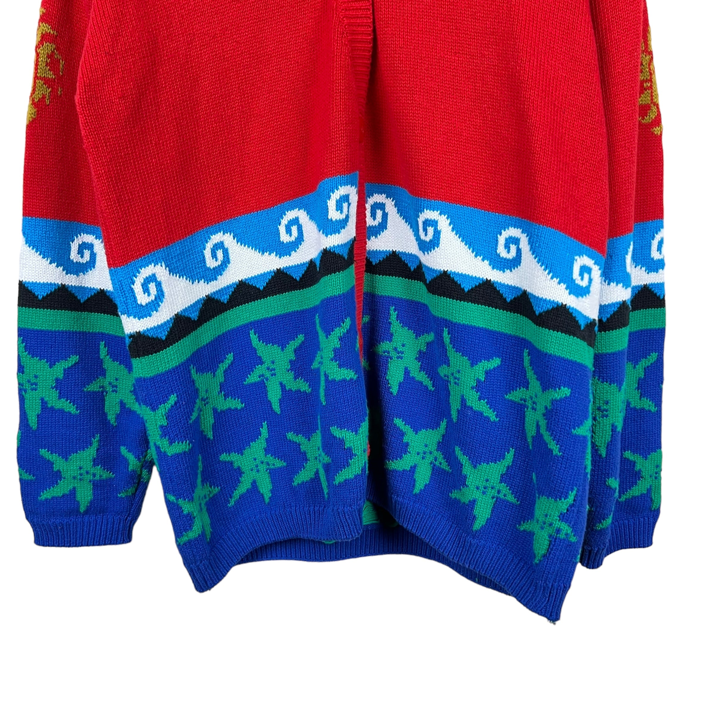 Vintage Principles Sun Graphic Cardigan Red