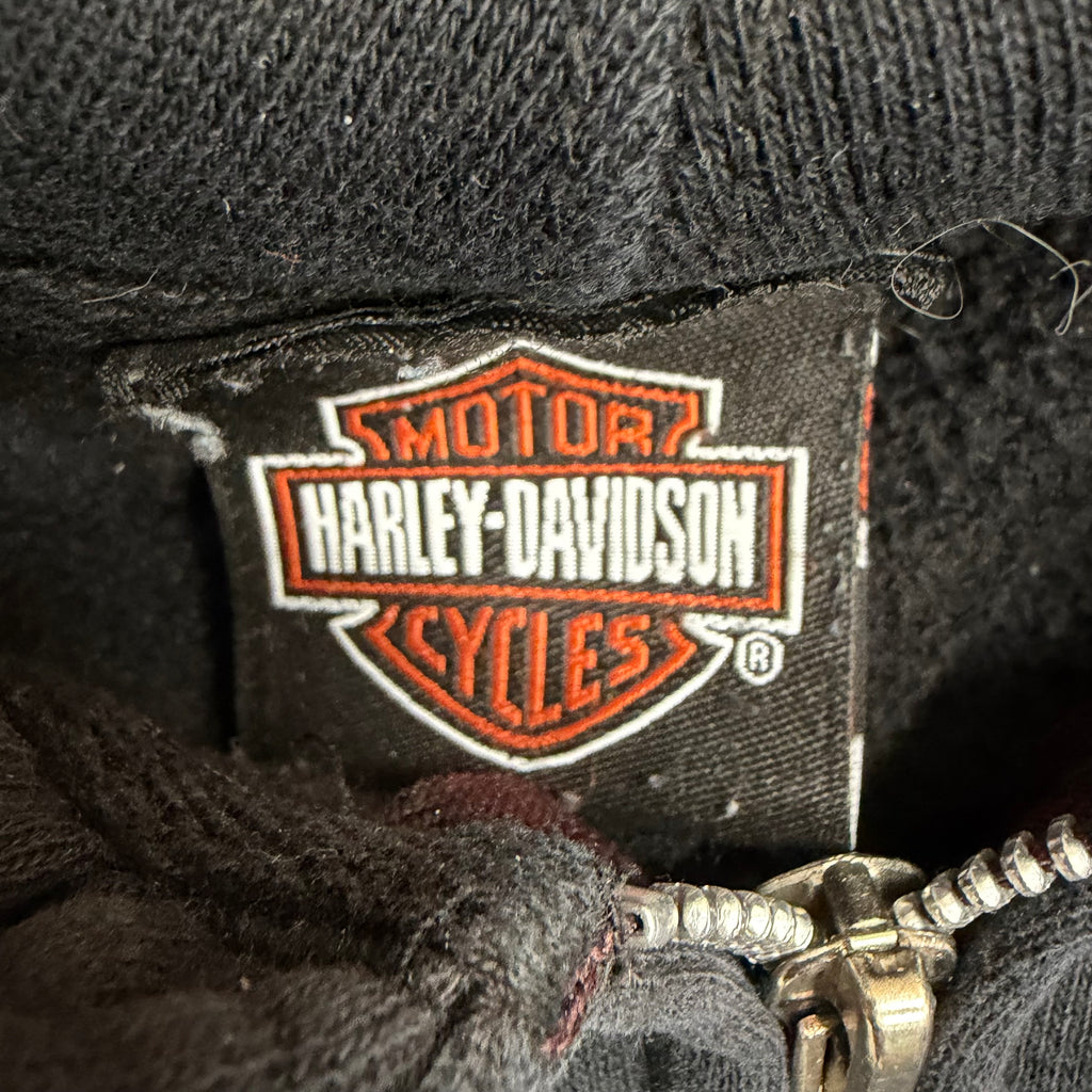 Vintage Harley Davidson Skull Zip Up Hoodie Black