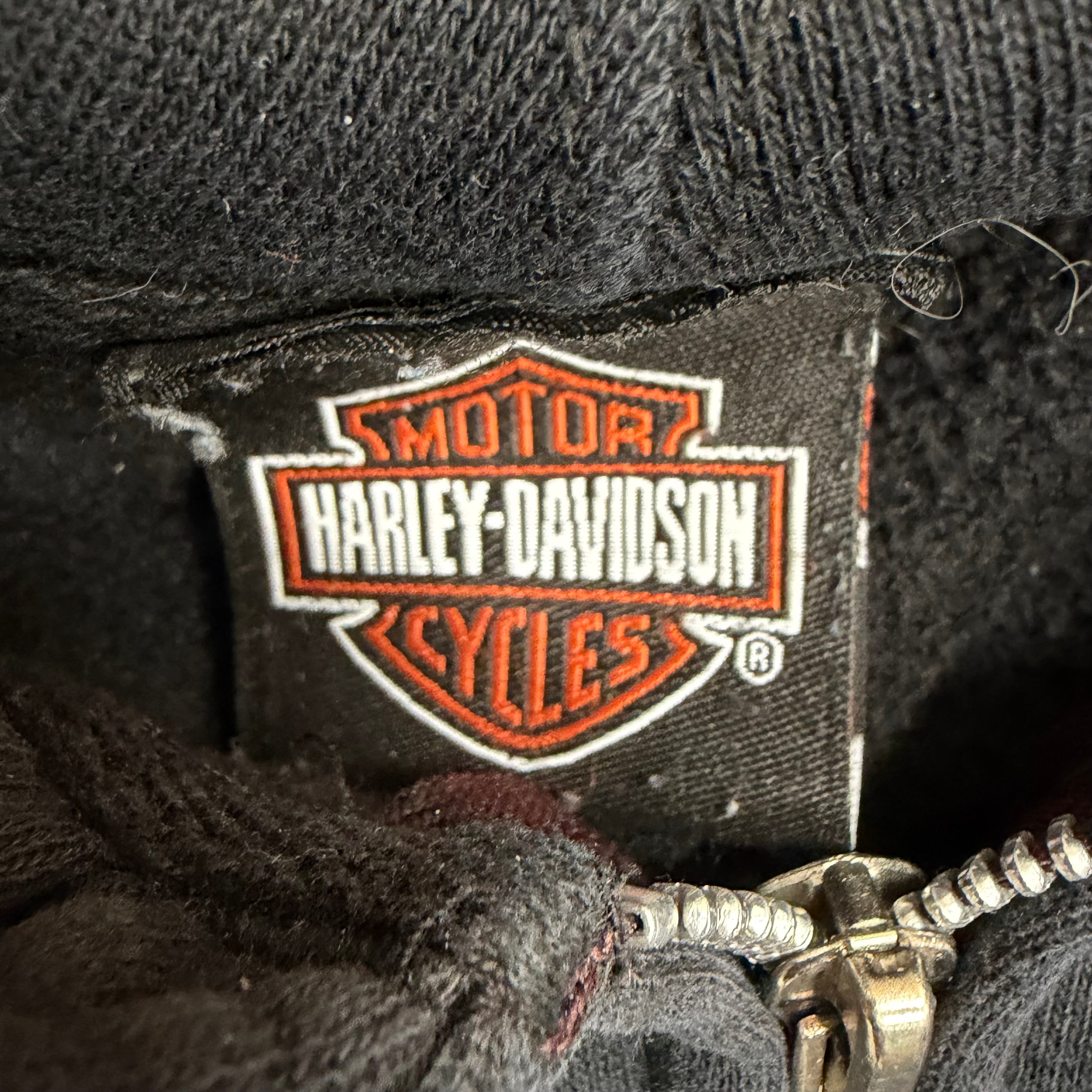Vintage Harley Davidson Skull Zip Up Hoodie Black