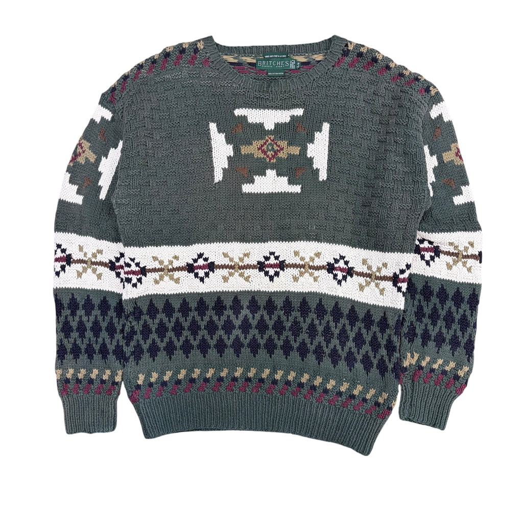 Vintage Britches Asymmetric Pattern Knit Green