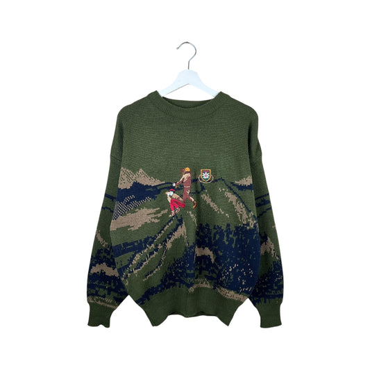 Vintage Bronzini Hiker Graphic Knit Green