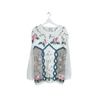 Vintage East West Clothing Women’s 3D Flower Print Knit Cream