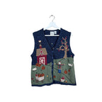 Vintage C.J. Banks Hand Embroidered Farm Scenery Knit Vest