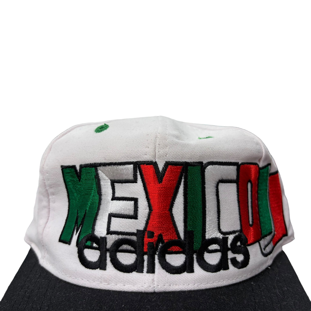 Vintage Adidas Mexico Flag Spellout SnapBack White