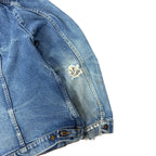 Vintage Wrangler Western Heavy Distressed Jean Jacket Light Wash