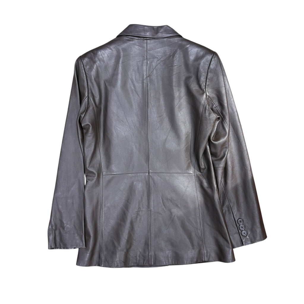 Vintage Preston & York Women’s Leather Trench Coat Dark Brown