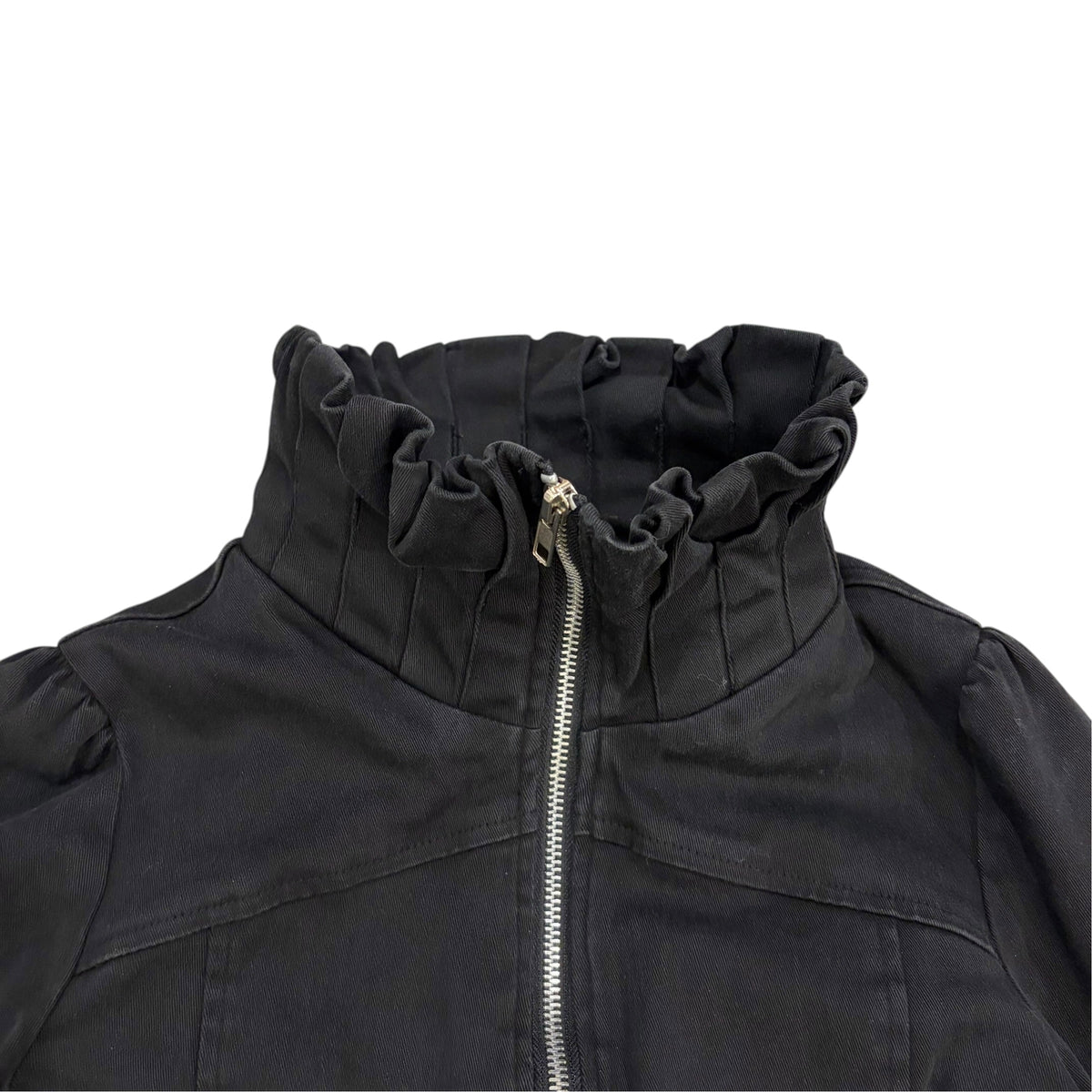 Vintage AR Women’s Ruffle Neck Jacket Black