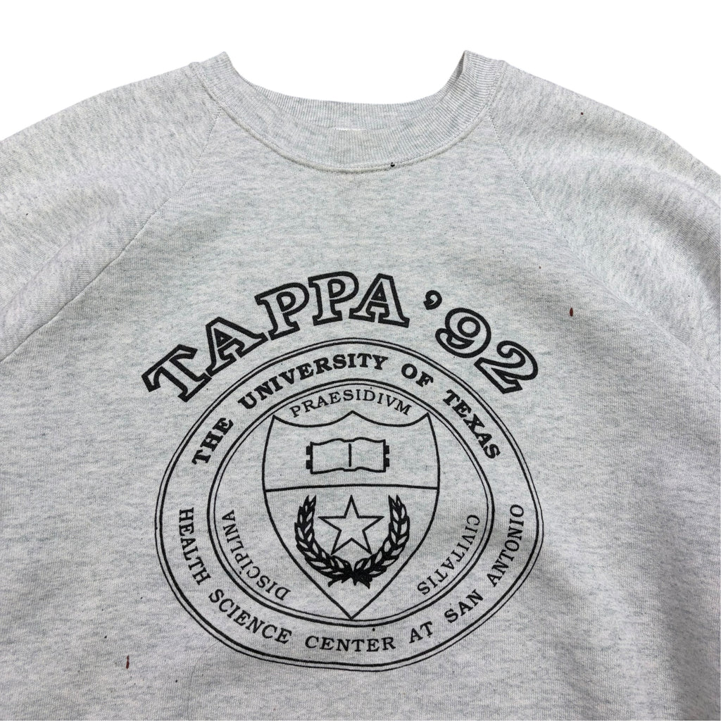 Vintage University of Texas Tappa ‘92 Crest Logo Crewneck Heather Grey